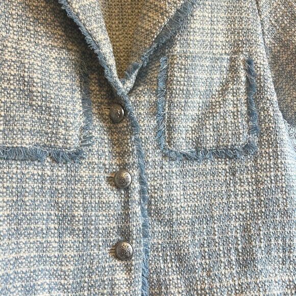 Joie Womens Tweed Short Sleeve Jacket Blue Small Petite Career - Picture 3 of 4